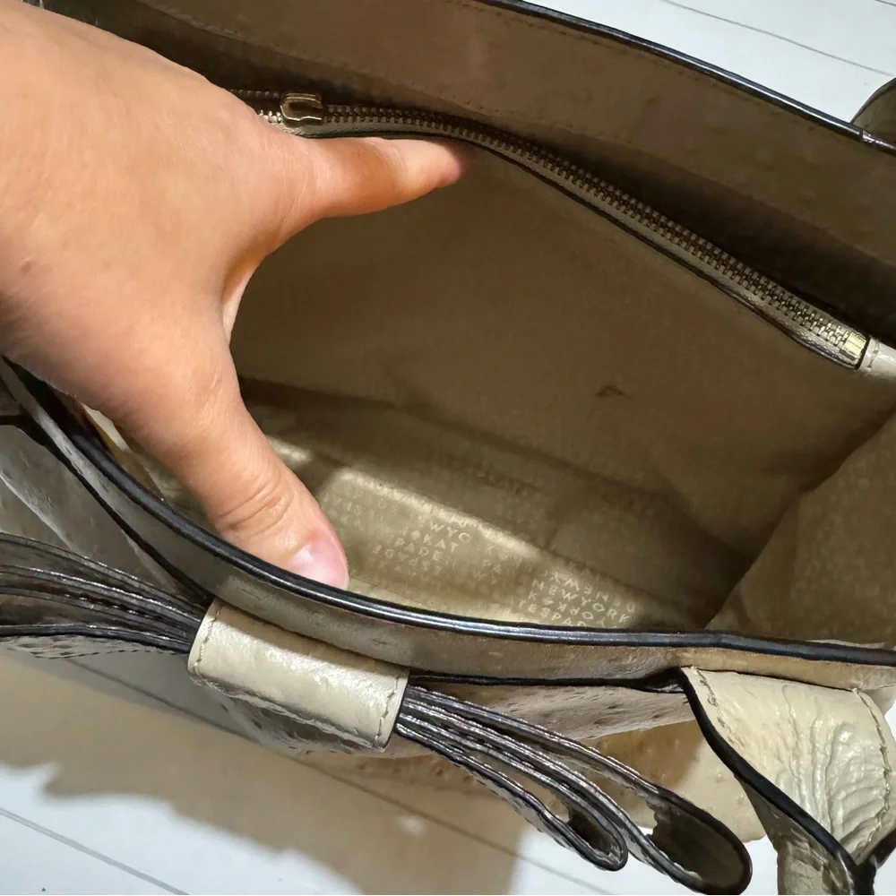 Kate Spade ♠️‎ Charm City Bow Ostrich Leather Diehl Sidewalk Tote Bag Purse